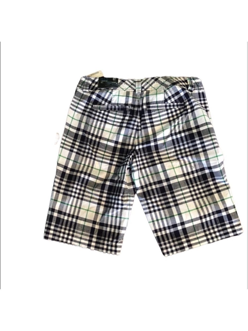 NWT Smart Set plaid print navy white green golf athleisure Bermuda short size 7 - Picture 6 of 15